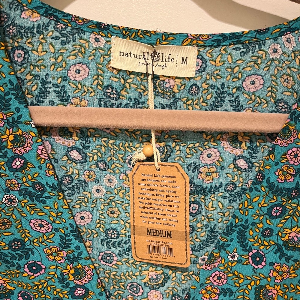 NATURAL LIFE Teal Floral Mini Dress - Picture 6 of 6
